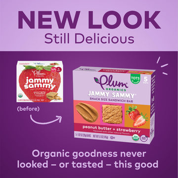 Plum Organics Jammy Sammy Snack Bars - Peanut Butter And Strawberry - 1.02 Oz Bars (Pack Of 30) - Organic Toddler Food Snack Bar