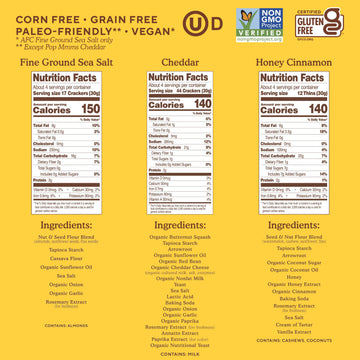 Simple Mills Best Snacks Variety Pack, Sea Salt Almond Flour Crackers, Honey Cinnamon Sweet Thins and Cheddar Pop Mmms, Gluten F