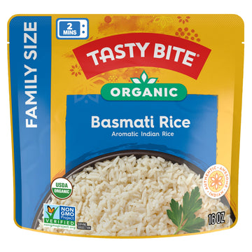 Tasty Bite Organic Basmati Rice, Family Size 16 Ounce, Ready to Eat, Microwavable, Vegan, Gluten-Free (Pack of 6)