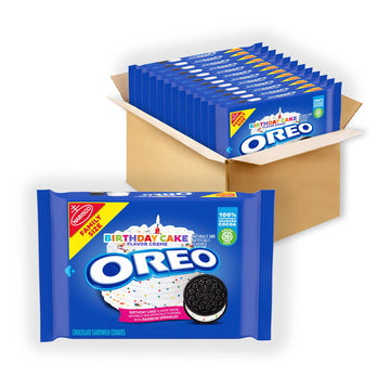 Oreo Birthday Cake Creme Chocolate Sandwich Cookies, Family Size, 12 - 17 Oz Packs