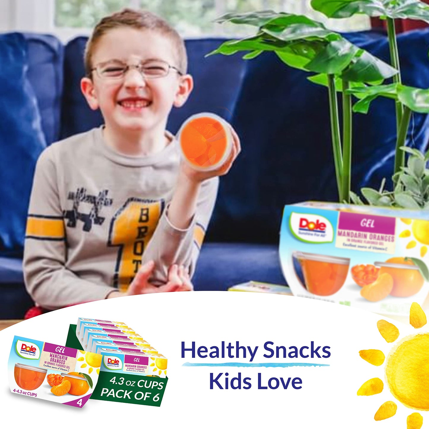 Dole Fruit Bowls Mandarins In Orange Flavored Gel Snacks, 4.3Oz 24 Total Cups, Gluten & Dairy Free, Bulk Lunch Snacks For Kids & Adults