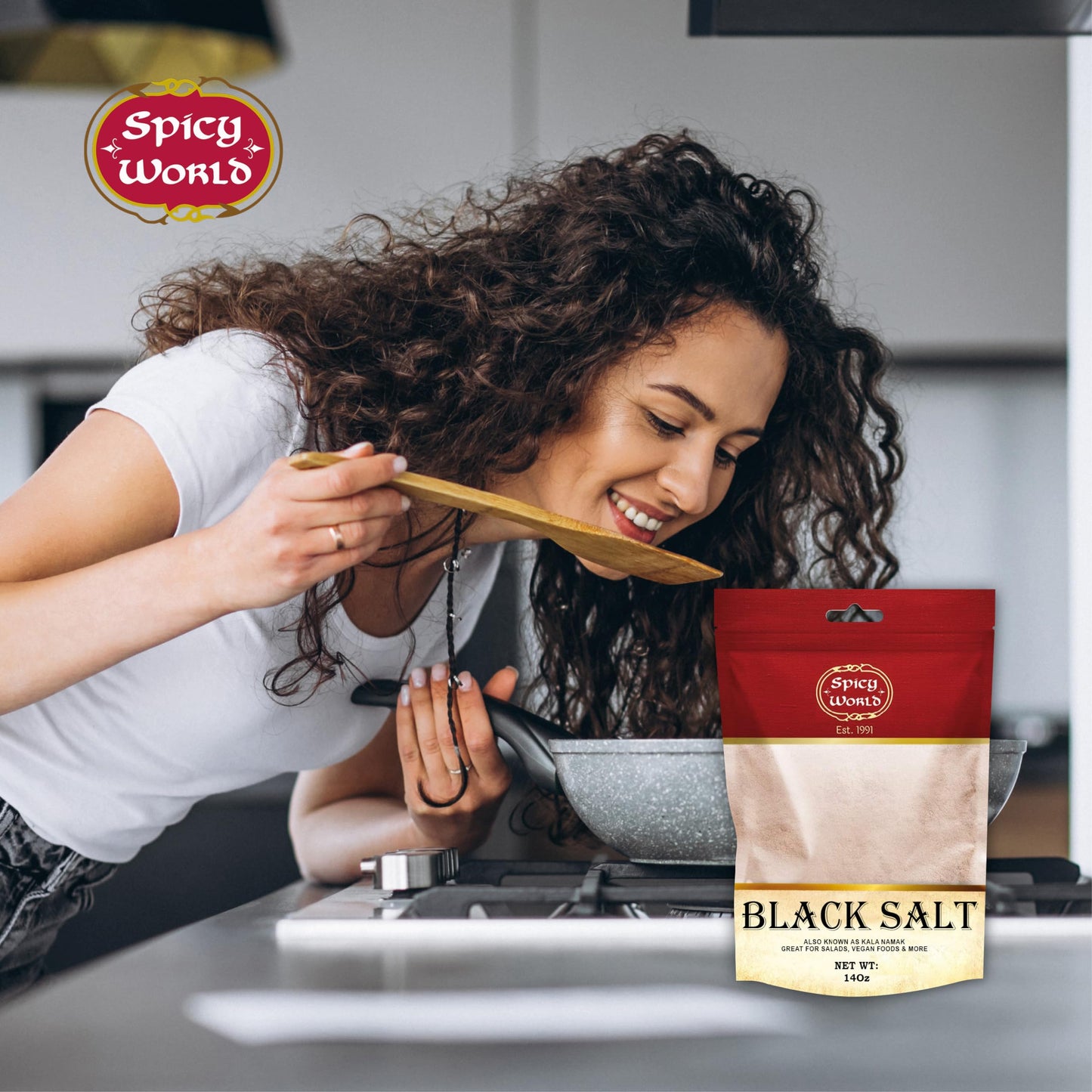 Spicy World Kala Namak Indian Black Salt 14 oz - Vegan, Pure, Unrefined, Non-GMO & Natural