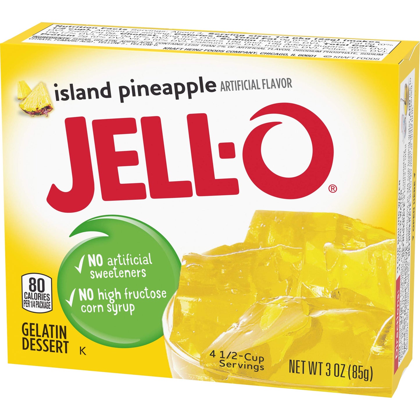 Jell-O Island Pineapple Gelatin Mix, 3 oz Boxes (Pack of 4)