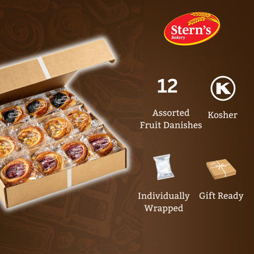 Fruit Danish Pastries | Christmas Holiday Corporate Food Gifts In Gift Box |12 Individually Wrapped Assorted Fruit Filled Cinnam