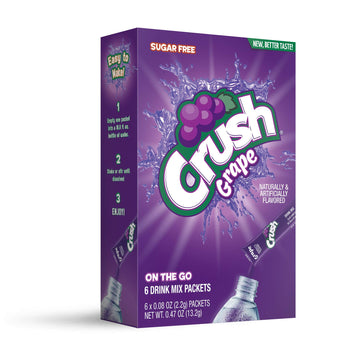 Crush Grape Flavored Powder Drink Mix, 6 Pieces, Sugar Free, 0.48 Ounces (Pack Of 12)