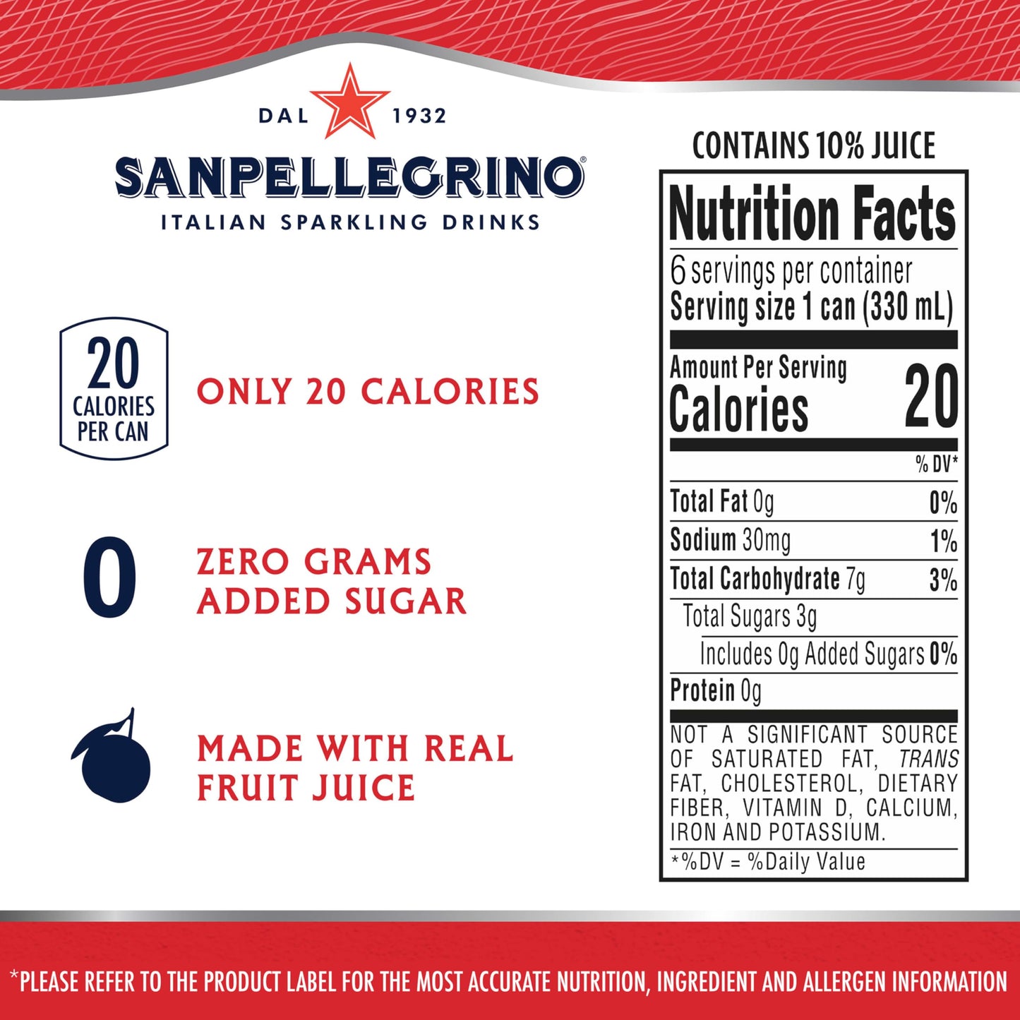Sanpellegrino Italian Sparkling Drink, Zero Sugar, Blood Orange, 6 Cans 66.9 fl oz