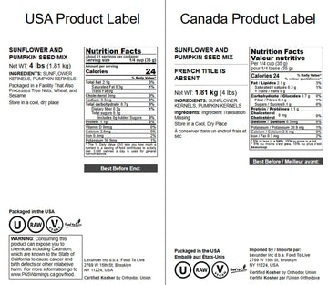 Food to Live Sunflower and Pumpkin Seed Mix, 4 Pounds - Natural Snack, Rich in Protein, Perfect for Snacking, Baking and Salads,