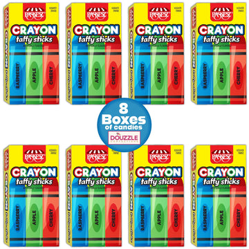 DOUzzle Edible Crayon Taffy Sticks - 8 Count, Individually Wrapped Candies for Marines, Birthday Party Favors, Kosher Parve