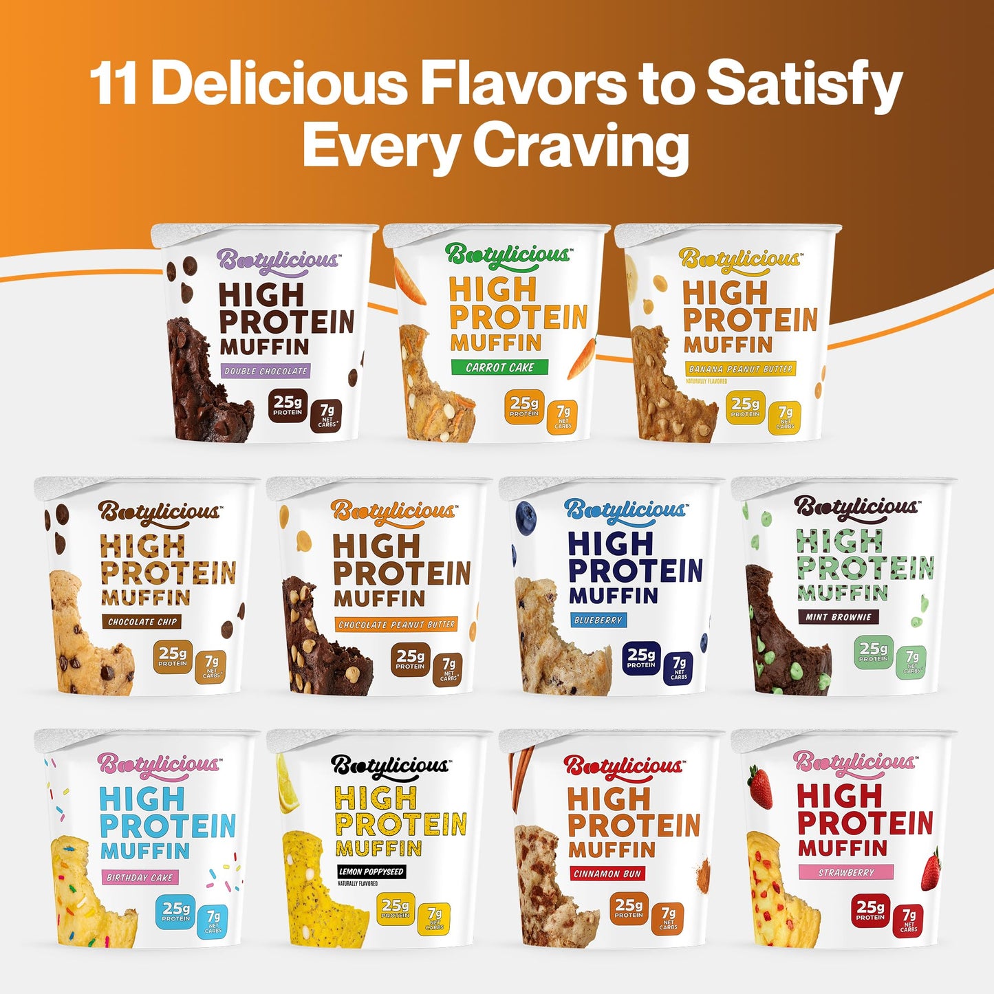 Bootylicious | High-Protein Muffin | Chocolate Lovers | 25g Protein, 7g Net Carbs, Low Glycemic Index, 12-Pack