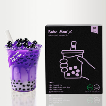 Boba Moo X Premium Boba Tea Kit With Taro Milk Tea Flavor - Only 5,000 Kits Yearly, Small Batch Bubble Tea Kit With Boba Tapioca