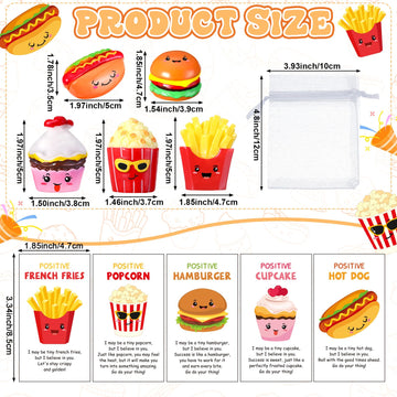 CroBlissful 100 Sets Inspirational Positive Food Mini Gifts for Coworker Bulk Hamburger French Fries Cupcake with Positive Card