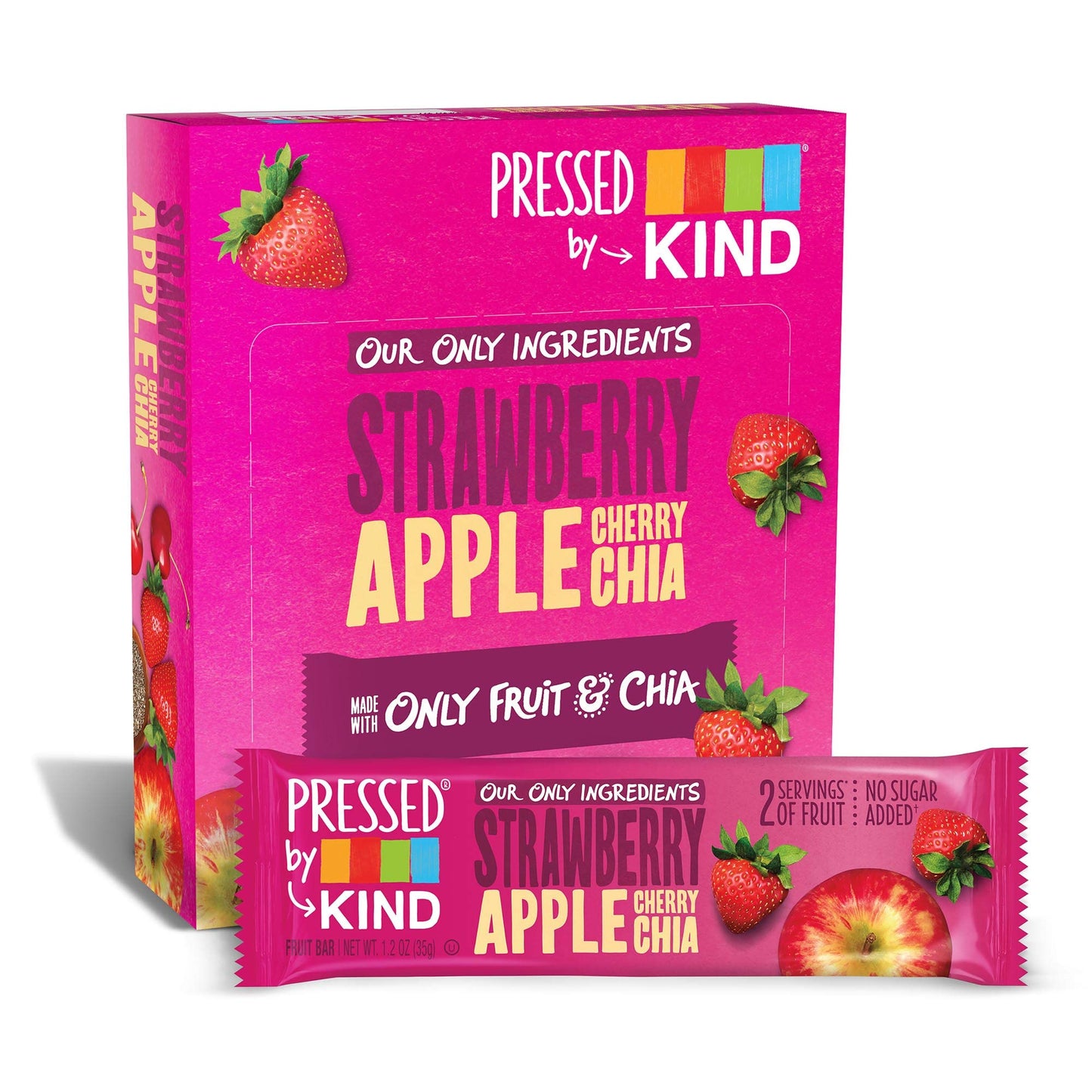 Pressed By Kind Fruit Bars Strawberry Apple Chia No Sugar Added Gluten Free 12 Count