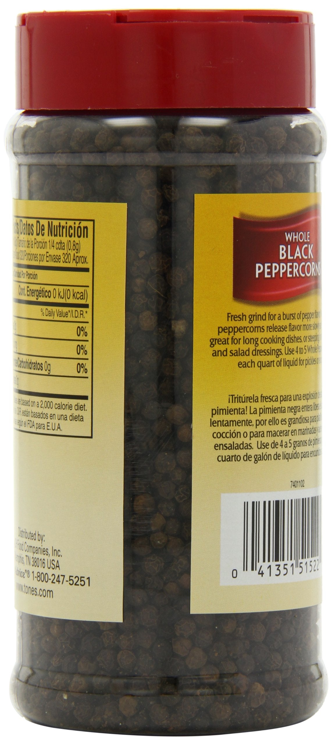 Tone'S Whole Black Peppercorns, 9 Ounce