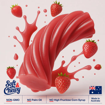 Australian Licorice Strawberry Flavor – Soft & Chewy Red Licorice Candy, 12 Oz Bag – Fruit Twists For Snacking, Candy Buffets, Gift Bags & Party Favors – Zestix