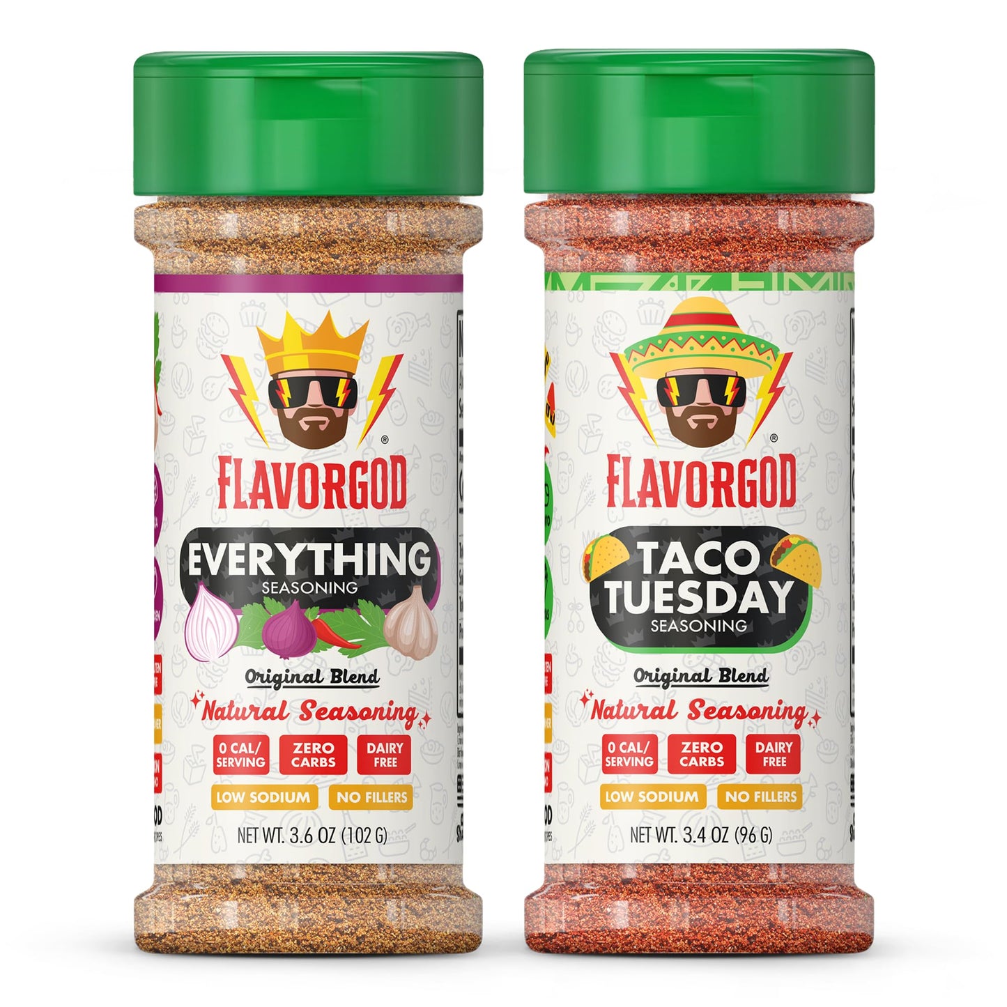 Flavor God Keto Combo Herb and Spice Gift Set - Pack of 2, All Natural Seasoning for Chicken, Beef, Seafood, and Vegetables