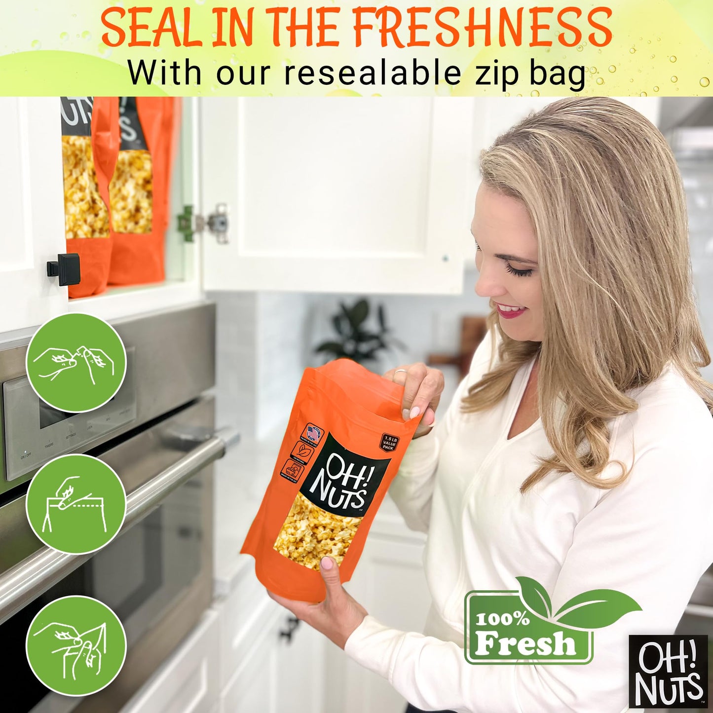 Dried Apple | 1 Lb - Dried Fruit Diced | No Added Sugar | Dehydrated Fruit Bites | Packed In New York Zip-Seal Bag For Exceptional Freshness By Oh Nuts