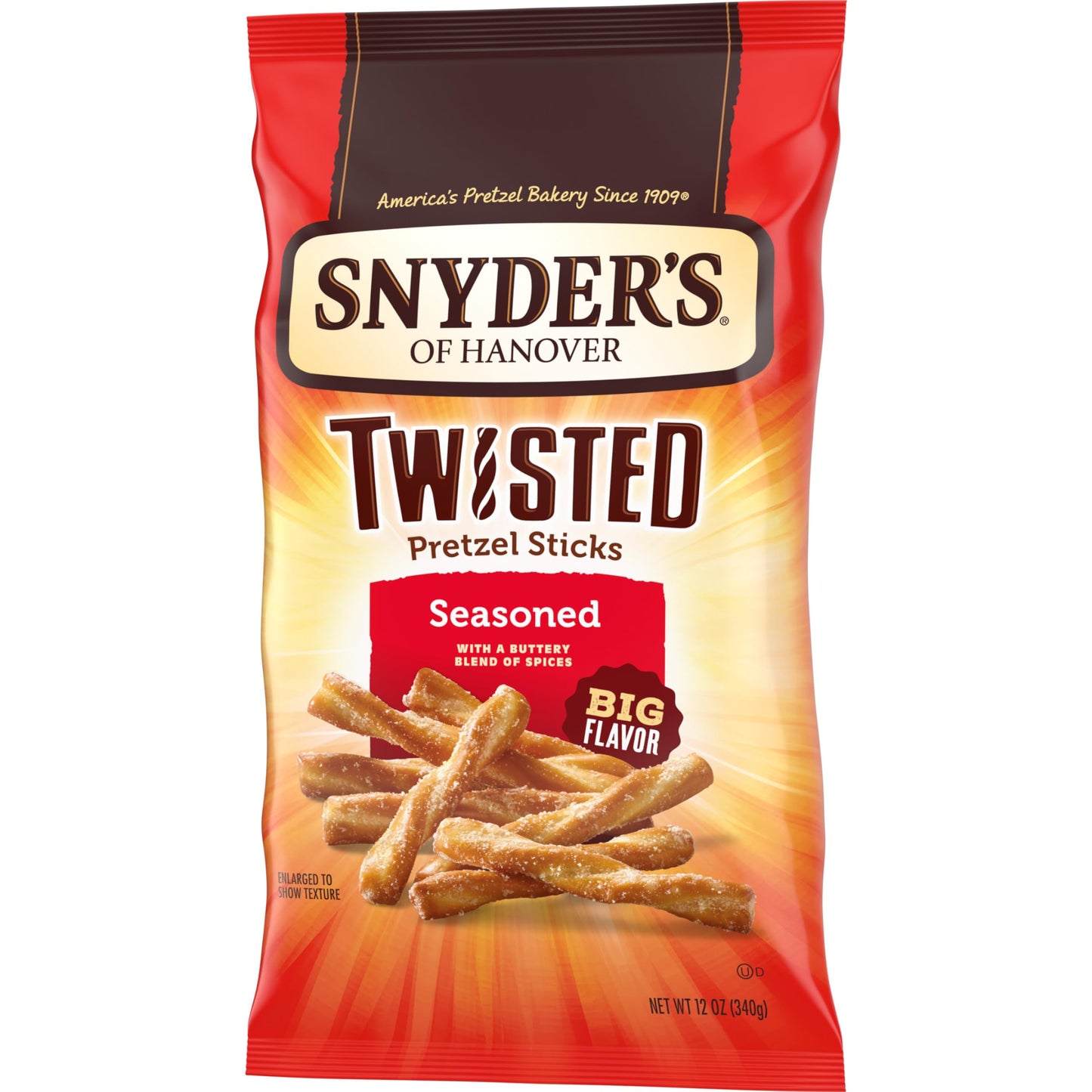 Snyders of Hanover, Seasoned Twisted Pretzel Sticks, 12 Oz Bag (Pack of 3)