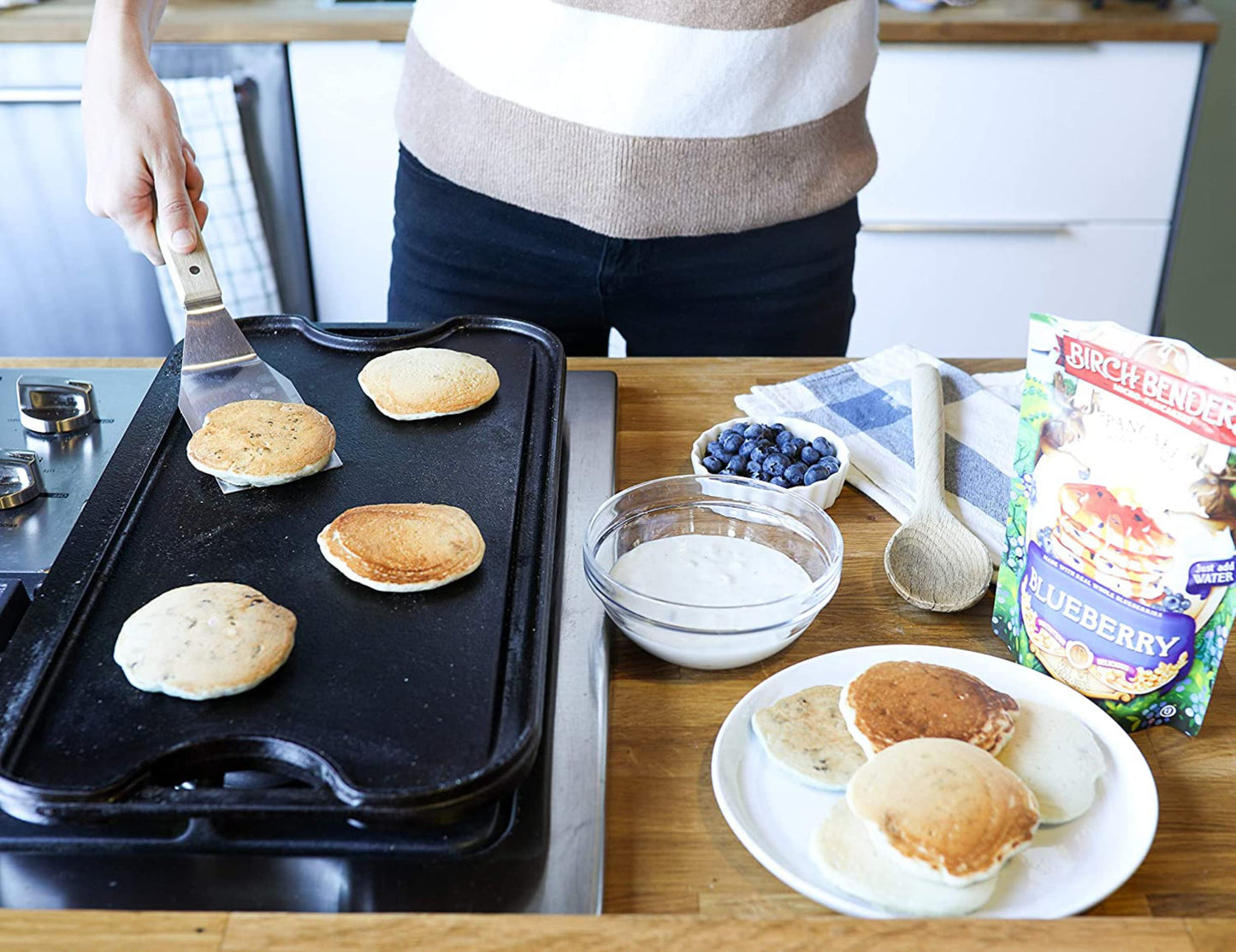 Blueberry Pancake & Waffle Mix By Birch Benders, Made With Real Blueberries, Non-Gmo, Just Add Water, Family Size, 14 Oz (Pack O