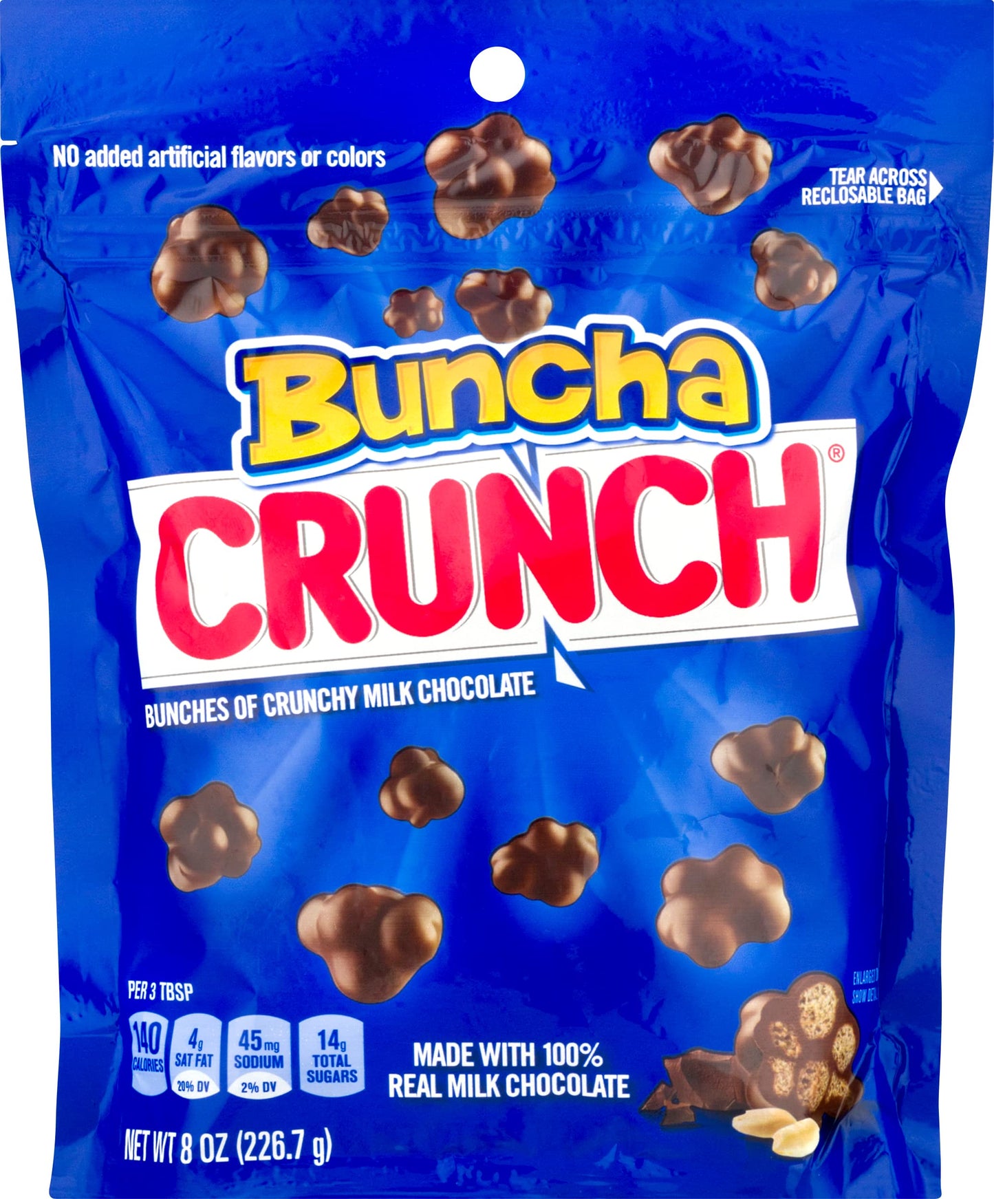 BUNCHA CRUNCH, Bunches of Crunchy Milk Chocolate - 8oz / 226.7g Bag