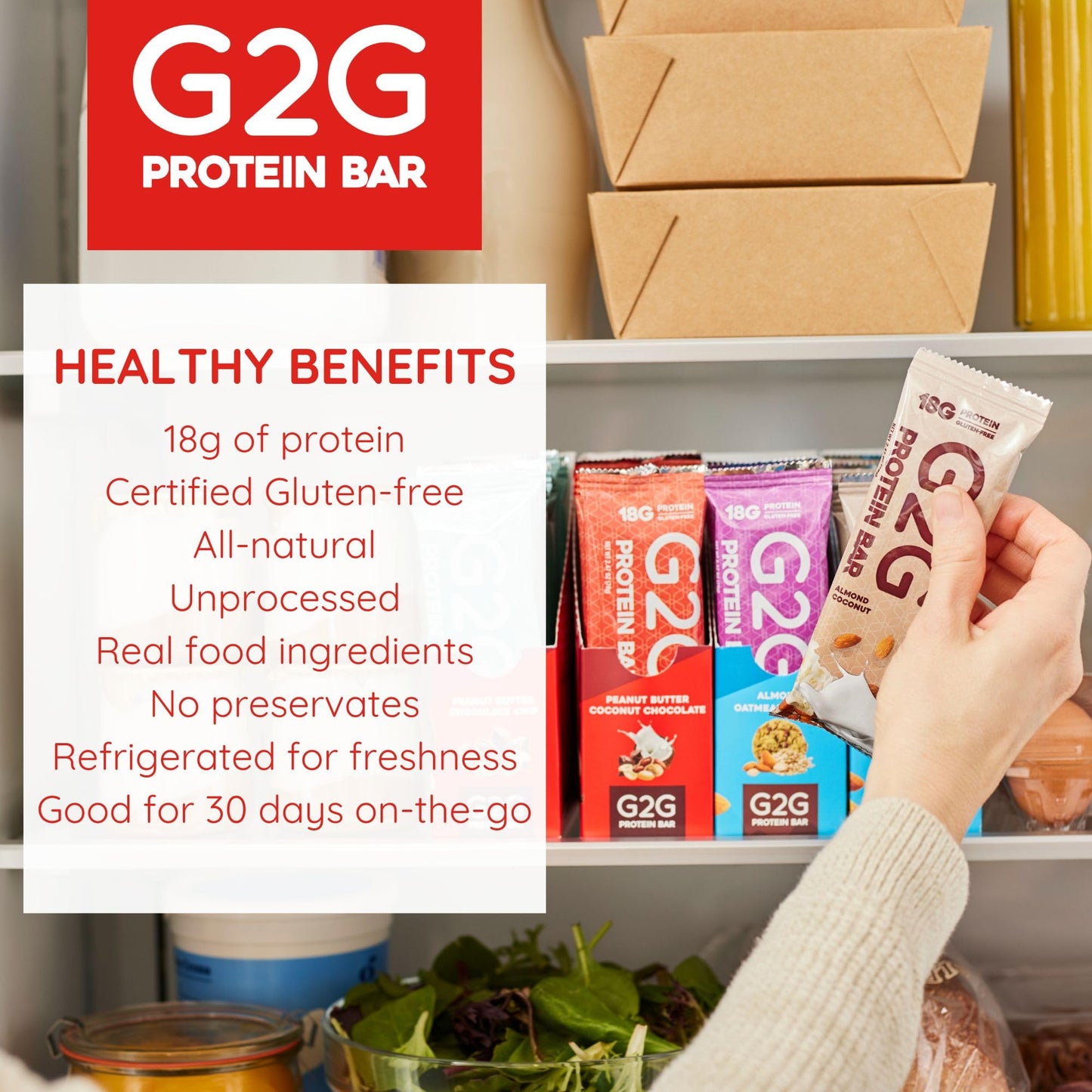 G2G Protein Bar, 8 Flavor Variety Pack, High Protein, Gluten-Free, Healthy Snack, Delicious Meal Replacement, Clean Ingredients,