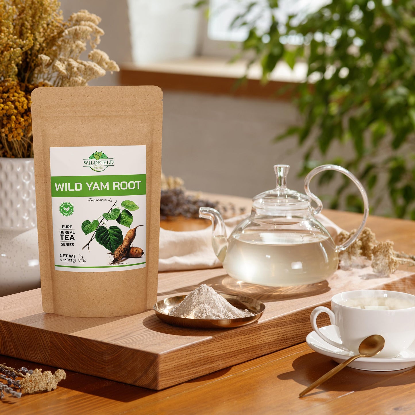 WILDFIELD HERBS Wild Yam Root Herbal Tea - 4 oz Loose Herb Tea (Dioscorea)