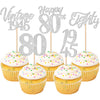 30PCS Happy 80th Birthday Cupcake Toppers Cheers to 80 Vintage 1945 Cupcake Picks Hello 80 Eighty 80th Birthday Decorations for