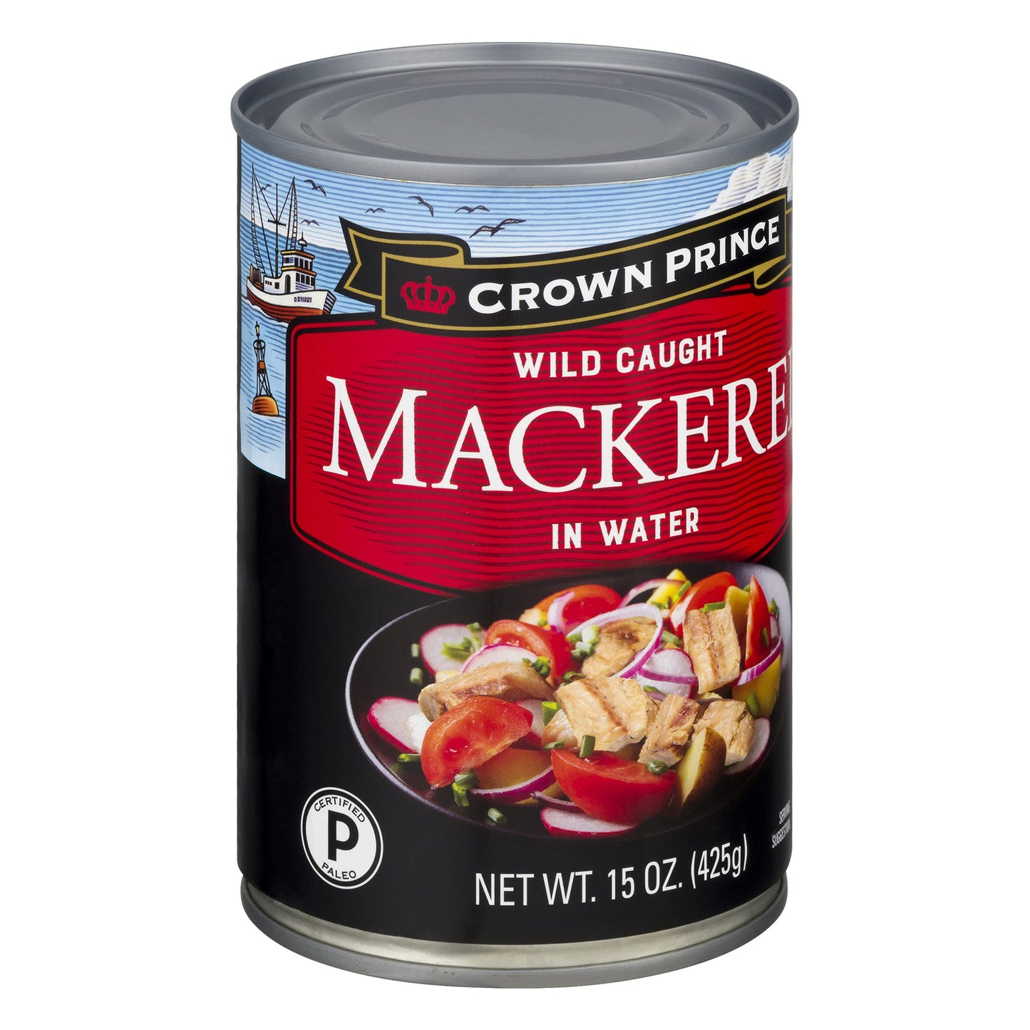 Crown Prince Mackerel In Water, 15-Ounce Cans (Pack Of 12)