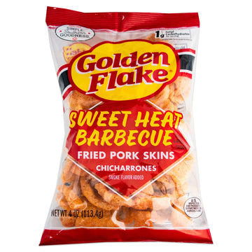 Golden Flake Utz Sweet Heat BBQ Pork Rinds - Chicharrones - Crispy Fried Pork Skins - 4, 4oz Bags