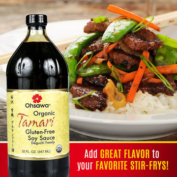Ohsawa Organic Tamari, 100% Wheat Free, Traditionally Brewed in Cedar Kegs for Extra Flavor, Japanese Soy Sauce, Low Sodium, Glu