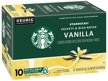 Starbucks Flavored Coffee K-Cup Pods, Vanilla Flavored Coffee, Made Without Artificial Flavors, Keurig Genuine K-Cup Pods, 10 Ct