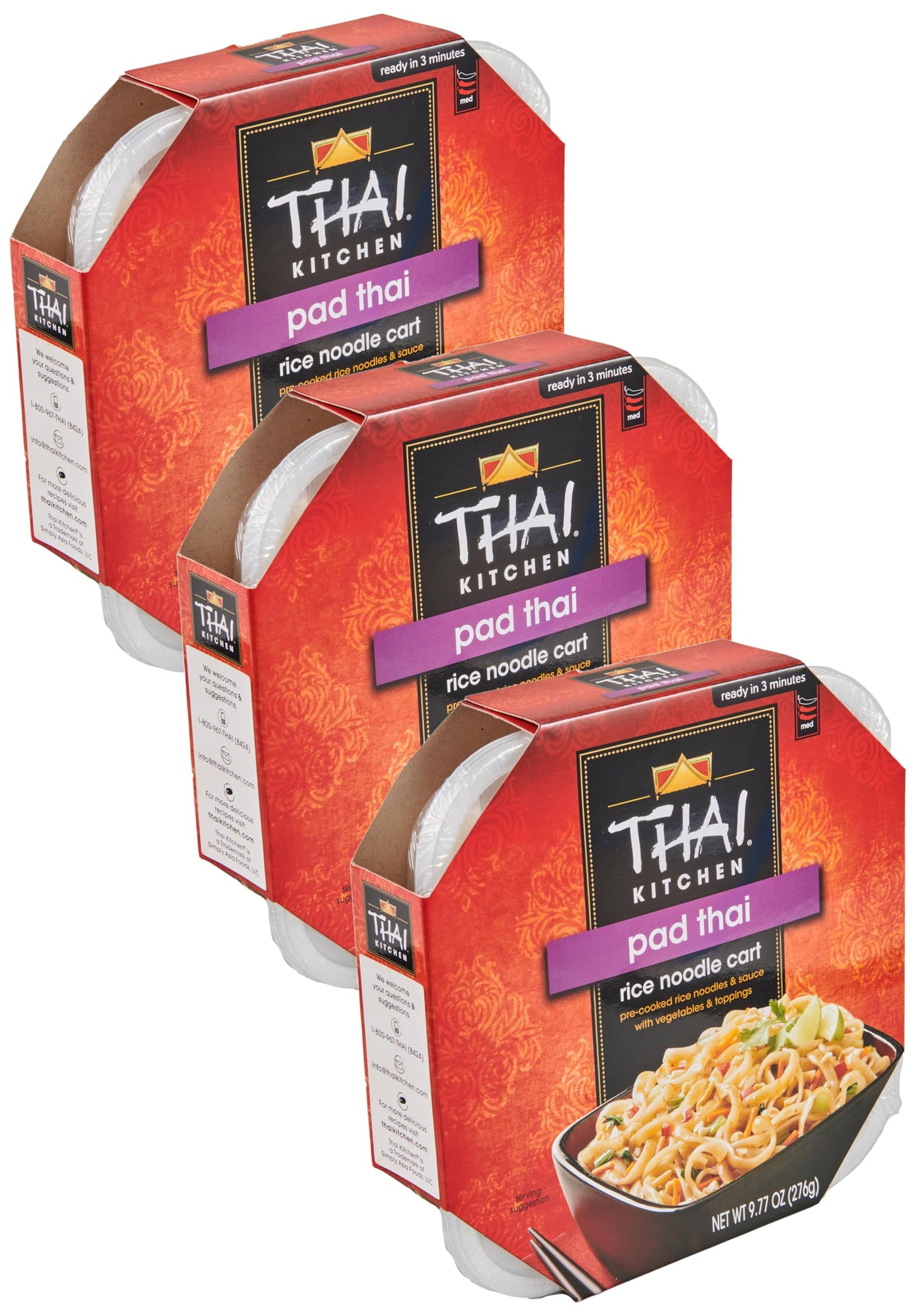 Thai Kitchen Gluten Free Pad Thai Rice Noodle Cart, 9.77 oz (Pack of 3)