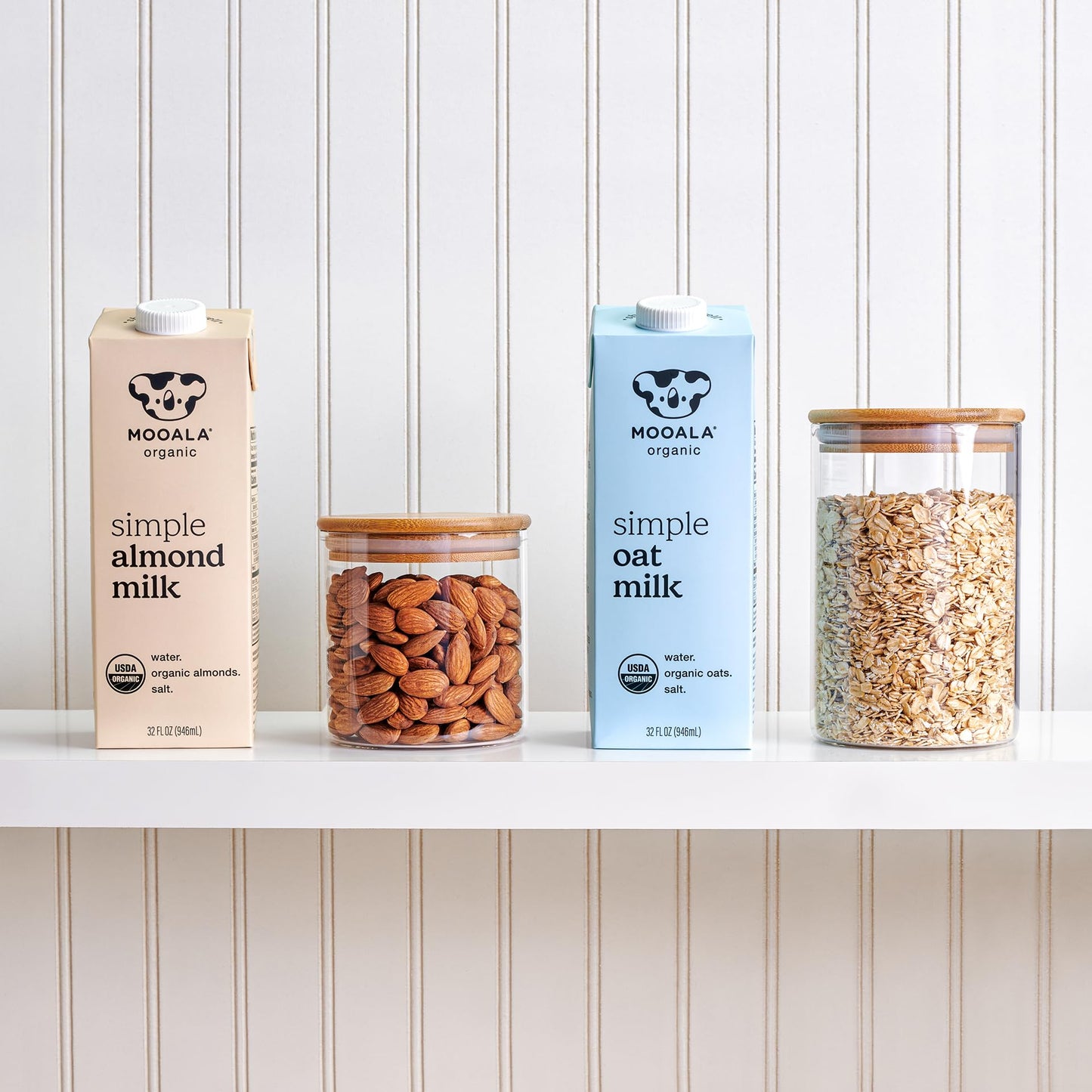 Mooala Organic Simple Almond Milk, 32Oz - 3 Ingredient, Shelf Stable, No Gums, No Oils, No Fillers, Unsweetened, Non-Gmo, No Add