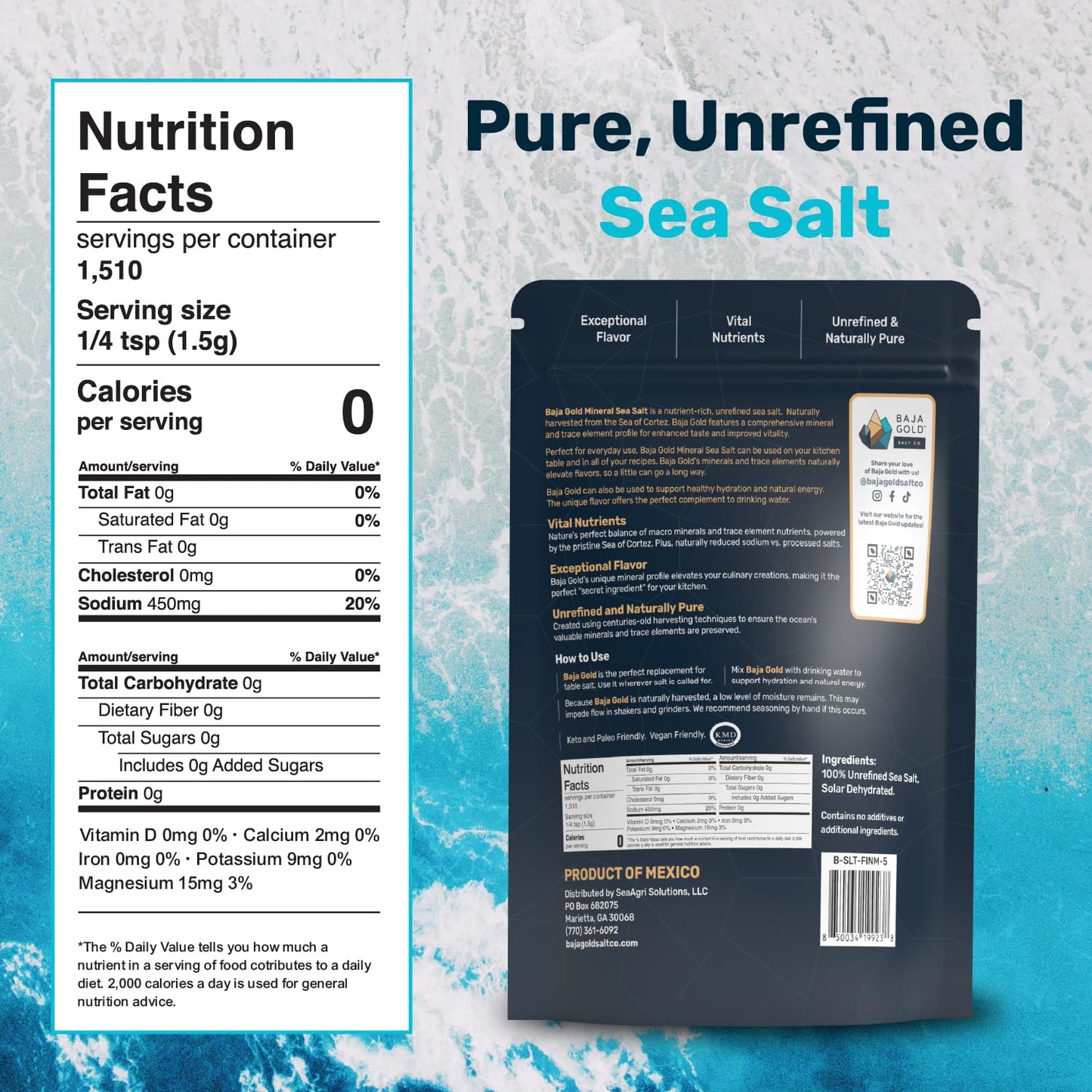 Baja Gold Mineral Sea Salt Fine Grind 5 Lb. Bag