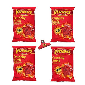 Vitners Sizzlin Hot Cheese Crunchy Curls A Chicago Original 4-3oz Bags