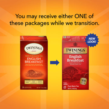 Twinings English Breakfast Black Tea Individually Wrapped Bags, 25 Count (Pack Of 6), Flavourful, Robust Black Tea, Caffeinated, Enjoy Hot Or Iced | Packaging May Vary