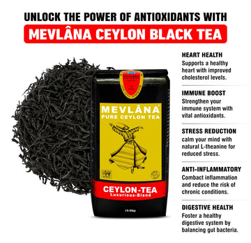 Mevlna Pure Ceylon Black Tea - Luxurious Hand-Picked Blend, Premium Loose Leaf, 2Lb (908G) - Strong, Full-Bodied Flavor, Freshly