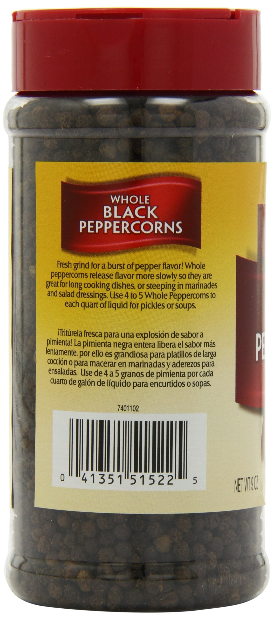 Tone'S Whole Black Peppercorns, 9 Ounce
