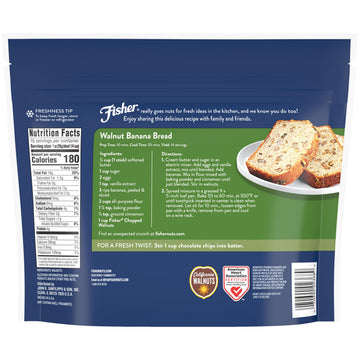 Fisher Chefs Naturals Chopped Walnuts 1 Lb, 100% California Unsalted Walnuts For Baking & Cooking, Snack Topping, Resealable Bag, Healthy Snacks For Mature-Themeds, Vegan Protein, Keto Snack, Chopped Nuts