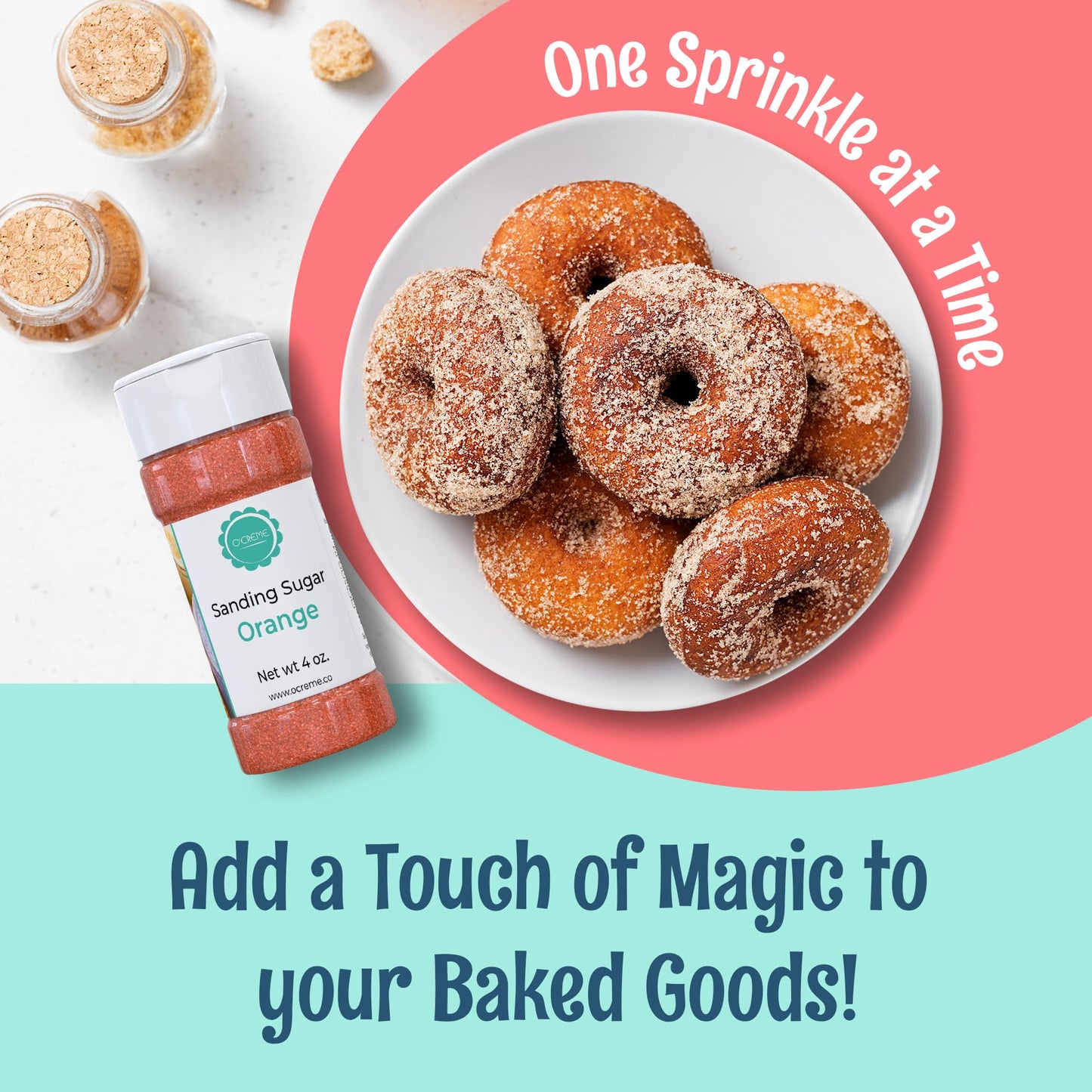 Ocreme Sanding Sugar - Eye-Catching Rainbow Mix Of Sugar Crystals For Cookie Decorating - Extra Sugar For Cake Toppings, Cupcake