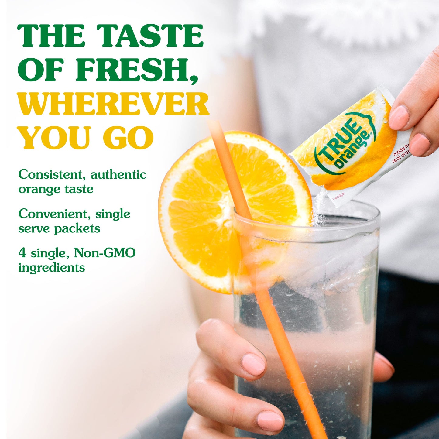 True Orange Water Enhancer, Bulk Dispenser Pack - 100 Count (Pack Of 1)| Zero Calorie Flavoring | For Water, Bottled Iced Tea & Recipes Flavor Packets Made With Real Oranges