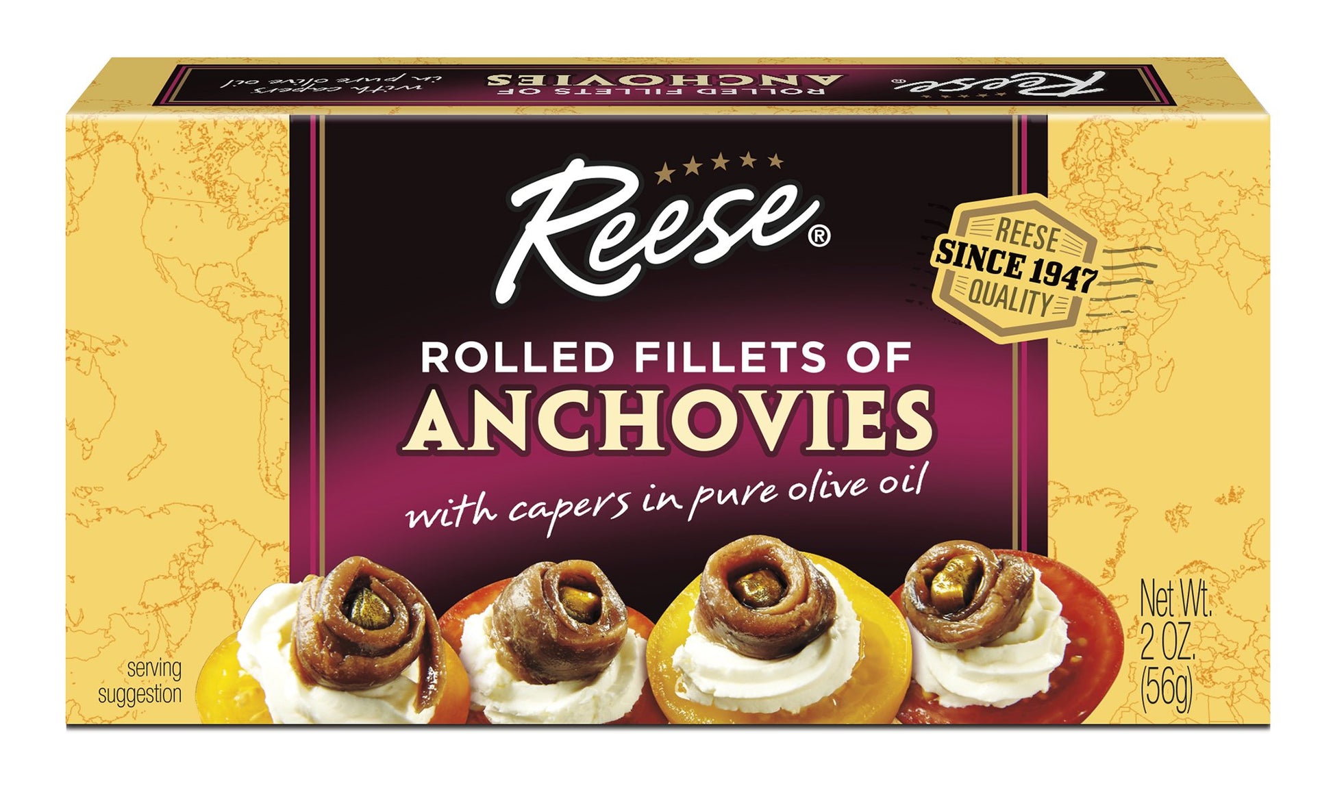 Reese Rolled Anchovies, 2 Ounce Tins (Pack Of 10)
