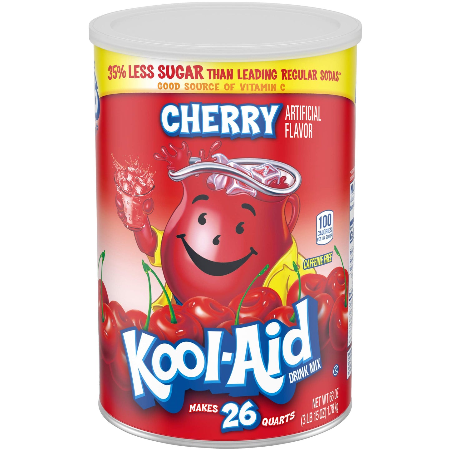 Kool-Aid Sugar-Sweetened Cherry Artificially Flavored Powdered Soft Drink Mix, 63 oz (Pack of 6)