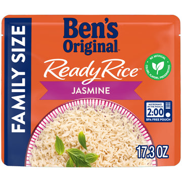 BEN S ORIGINAL Ready Rice Jasmine Family Size Rice, Easy Dinner Side, 17.3 OZ Pouch (Pack of 6)