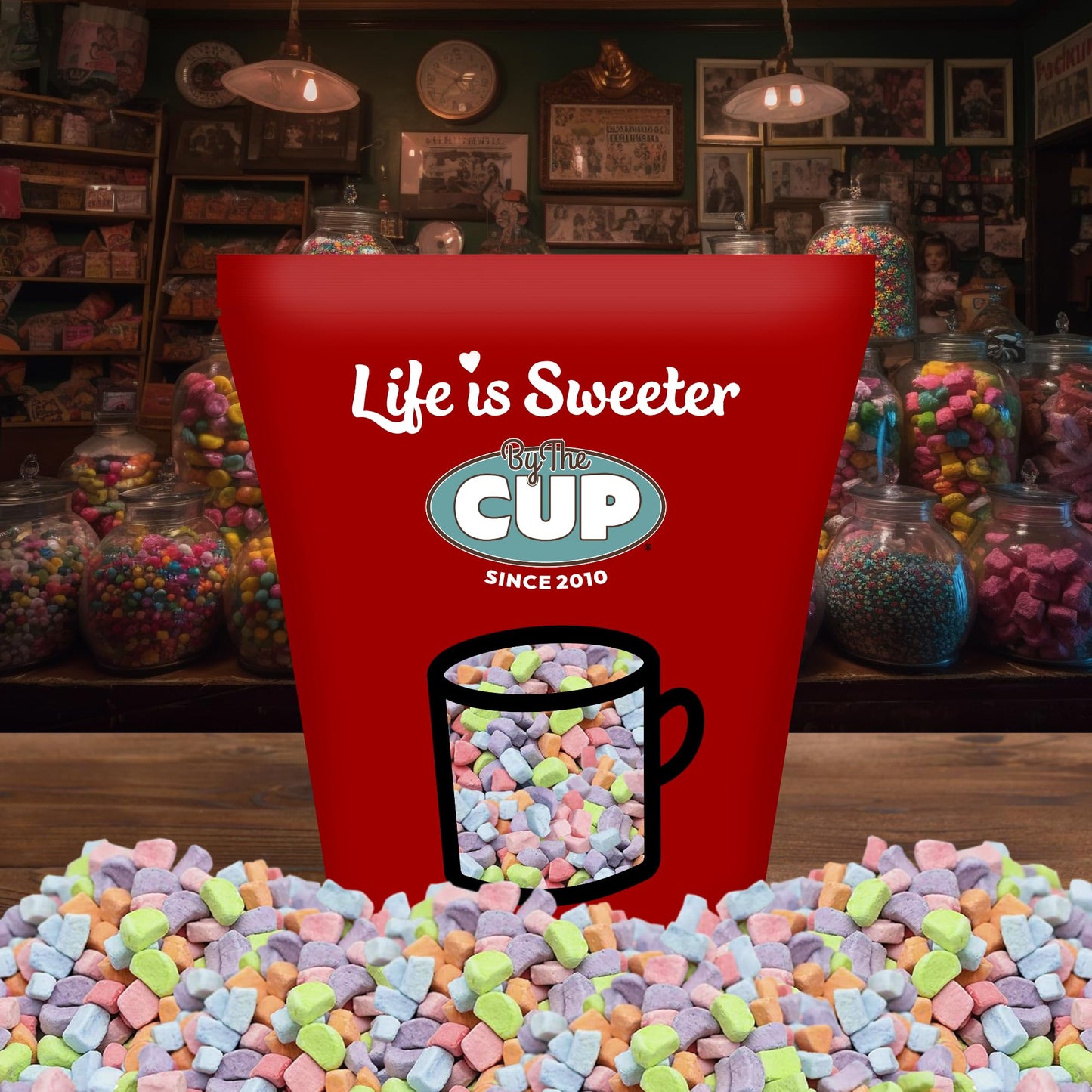 By The Cup Assorted Dehydrated Cereal Marshmallow Bits, 1 Pound Bulk Bag