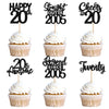 24PCS Black Happy 20th Birthday Cupcake Toppers Twenty Straight Outta 2005 Cupcake Picks Cheers to 20 Lengend Since 2005 Cake De