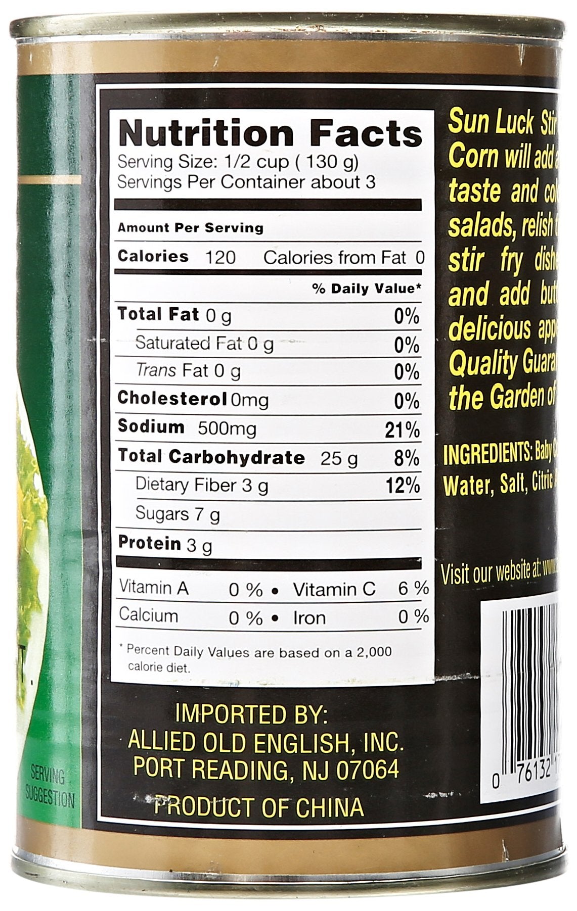 Sun Luck Cut Baby Corn, 15 Oz
