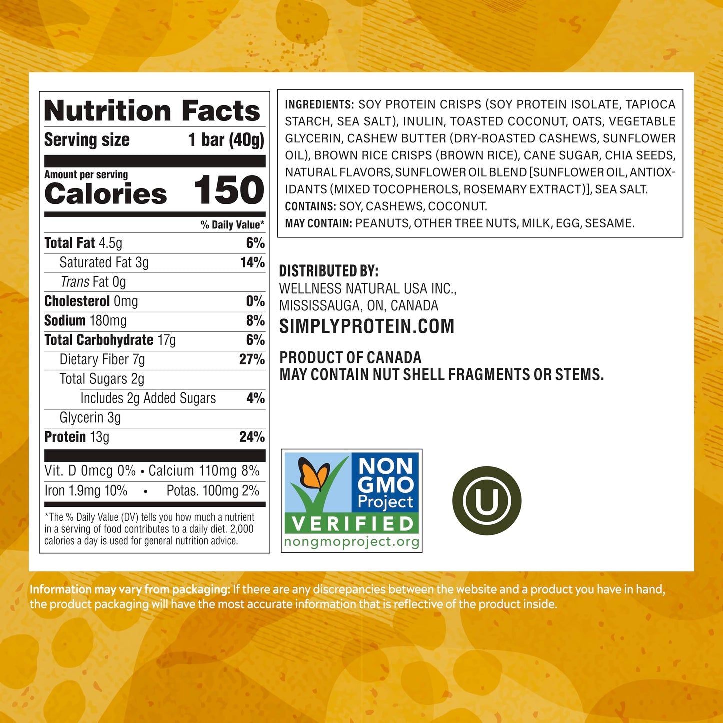 Simply Protein - Lemon Coconut Crispy Bars - Plant Based Protein Bars - Low Carb, Low Sugar, High Fiber - 13g Protein, 2g Sugar,