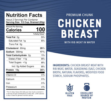 Bumble Bee Premium Chicken Breast With Rib Meat, Chunk In Water, 10 Oz Can - 13G Protein Per Serving - Gluten Free, Keto Friendl