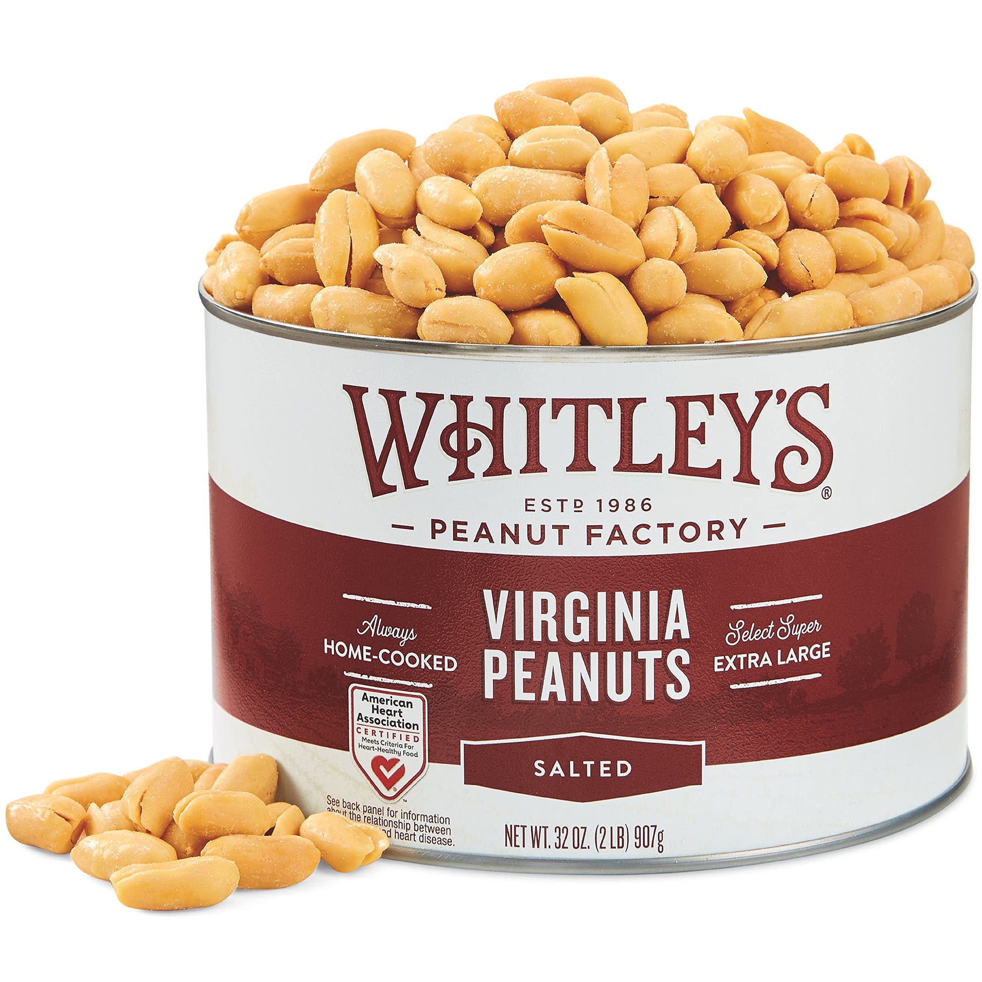 Whitleys Salted Virginia Peanuts - Super Extra Large 'Home Cooked' Virginia Peanuts (32 Ounce Tin)