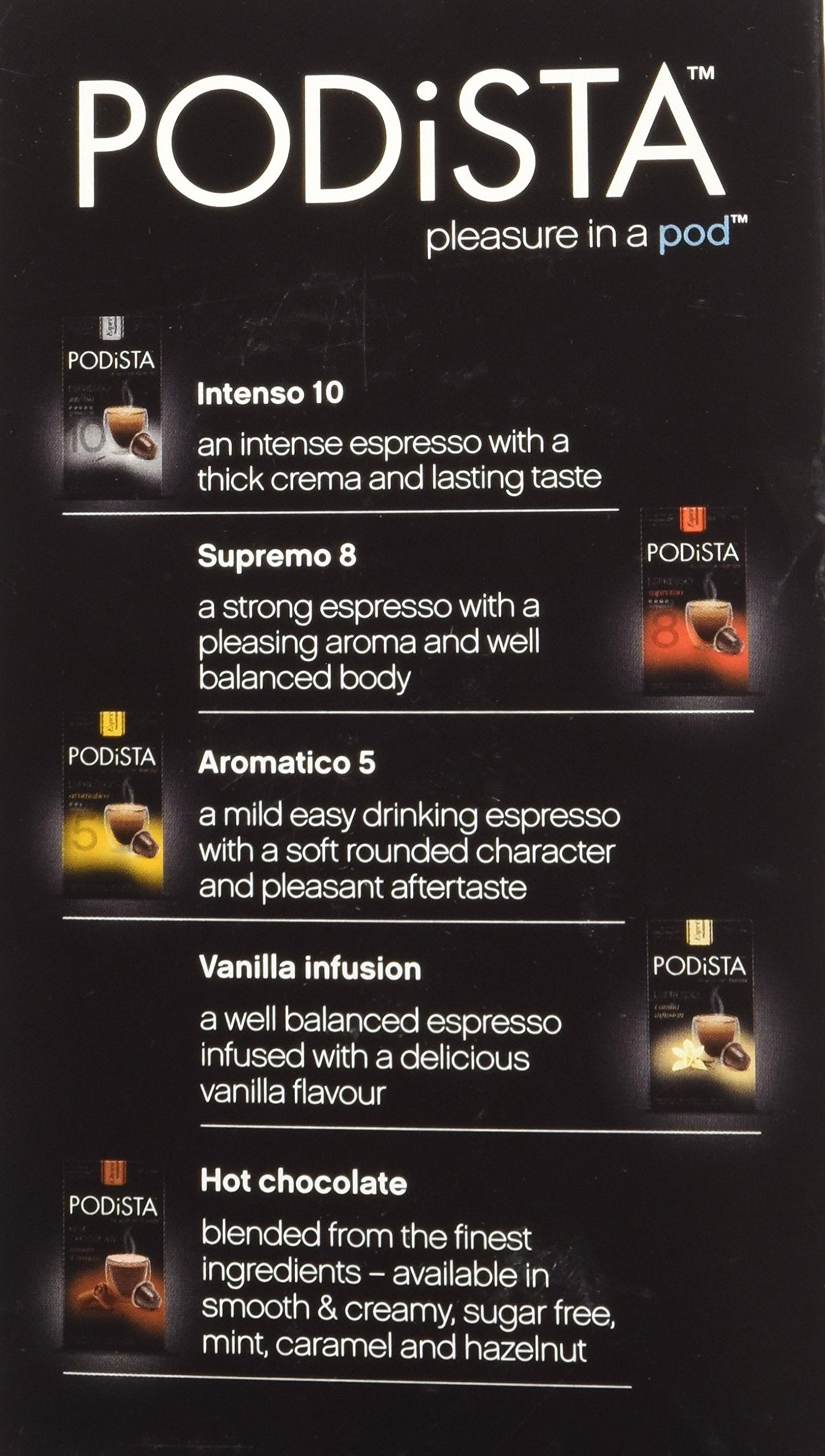 Podista Hot Chocolate compact pieces - Sugar Free Cocoa Pods - 10 Pod Package